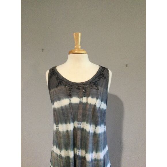 Zuriet Beaded Grey & White Tunic/Cover Up/Mini Dress Free Size - Picture 2 of 16